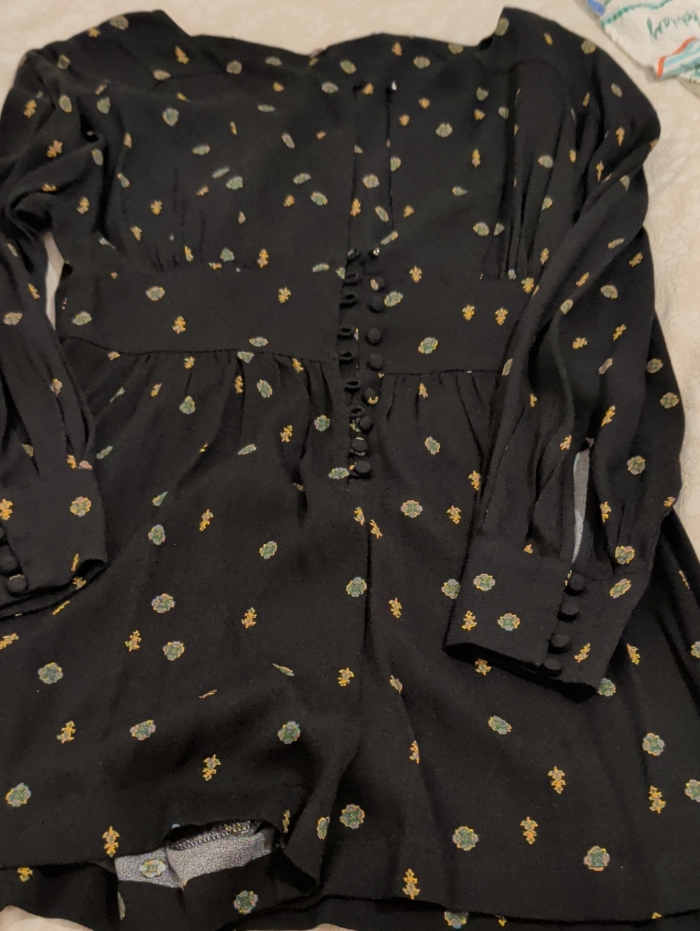 Free People Black Floral Long Sleeve Romper